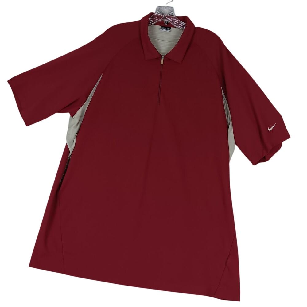 Nike Golf Fit Dry Quarter Zip Polo Men's‎ XL Red/White Lightweight Performance